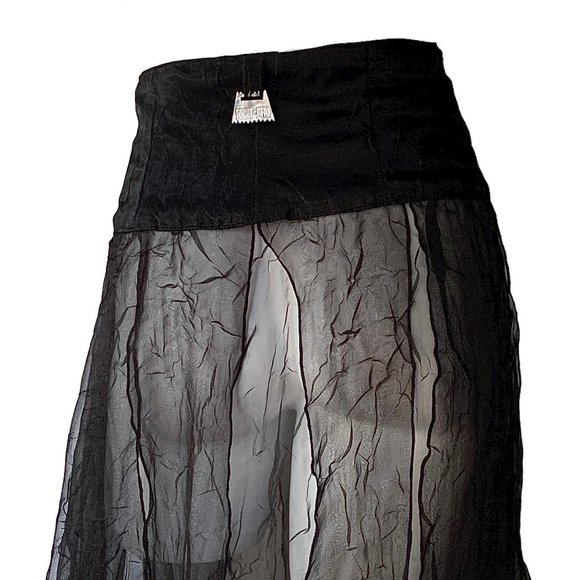 French Designer Biche de Bère vintage tiered/crinkled/pliseé sheer maxi skirt - Picture 11 of 15